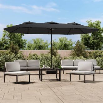 Berkfield Home Double-Head Parasol Anthracite 449x245 cm in Black