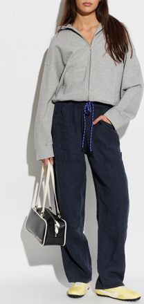 Rag & Bone Loose-fit Linen Trousers, Womens, Navy Blue