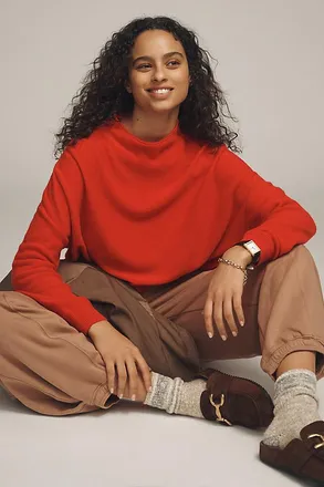 Pilcro Alani 100% Cashmere Mock Neck Sweater