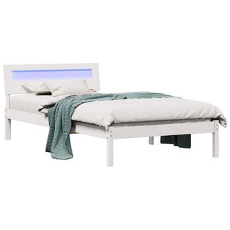 Berkfield Home Modern with LED Strip Lights with Headboard White 75 x 190 cm Pin