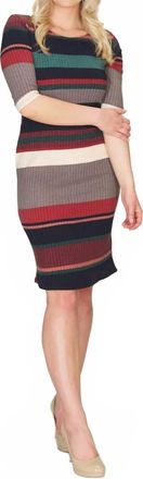 Papillon Striped Ribbed Sweater Dress In Multi