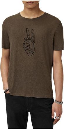 John Varvatos Cording Peace T-Shirts KG6971F25 Mens T Shirt Teakwood : 2XL, Linen/Modal