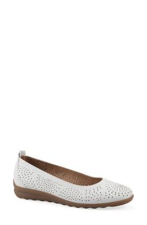 White Mountain Cortney Perforated Ballet Flat in White Smooth at Nordstrom Rack, Size 11