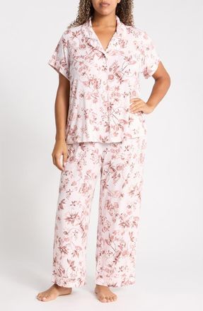 Nordstrom Moonlight Eco Crop Pajamas in Pink- Brown Botanist Floral at Nordstrom, Size 2X