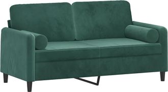 vidaXL Vidaxl - Sof&aacute; De 2 Plazas Con Cojines Terciopelo Verde Oscuro 140 Cm