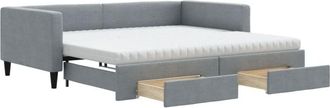 vidaXL Sof&aacute; Cama Nido Con Cajones Tela Gris Claro 100x200 Cm Vidaxl