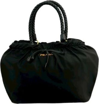 Prada Pre-owned Bucket Bags, female, Black, Size: ONE SIZE Pre-owned Vintage Nylon Bucket Bag