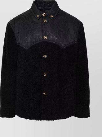 Versace fleece jacket with collar and embroidered detailing