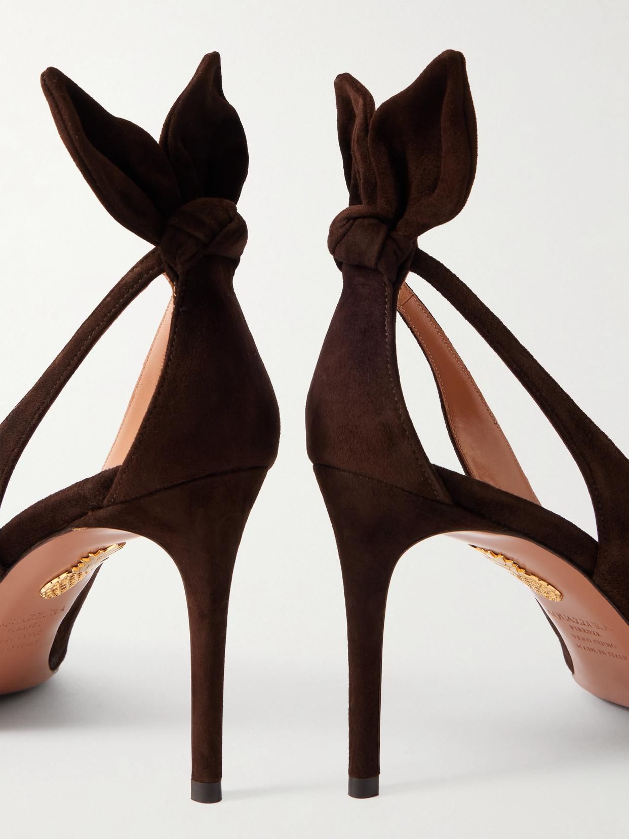 Escarpins Manolo Blahnik Hangisi à Boucle Daim Rouge - Taille 37.5, Neuf Avec Boîte