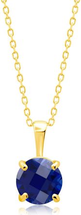 MAX + STONE 14k Yellow or White Gold 6mm Gemstone Round Pendant Necklace with 18 Inch Chain