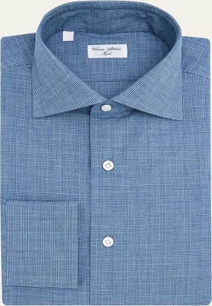 Cesare Attolini Mens Cotton Tonal Plaid Sport Shirt