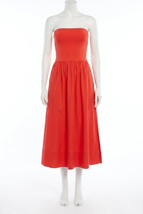 Z Supply Sunsought Strapless Midi Dress In Lychee
