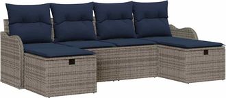 vidaXL Juego De Sof&aacute; 6 Uds. 6-n&uacute;mero De Plazas Gris Y Marino Vidaxl