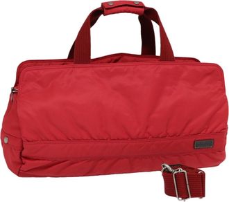 Burberry Red Synthetic Travel Bag (Pre-Owned)