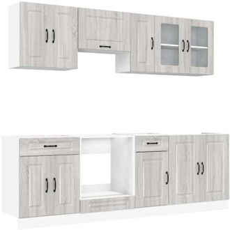 vidaXL Mueble Cocina Kalmar Sonoma Gris 8 Pzas Madera Contrachapada