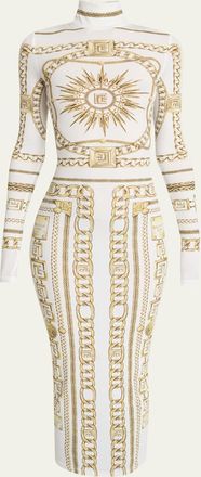Balmain Printed Foulard Body-Con Dress