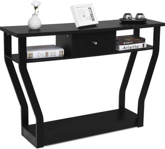 Costway Costway - Mesa Consola Mesa De Sal&oacute;n Con Caj&oacute;n Y Estantes Escritorio Para Entrada Sala De Estar Dormitorio Oficina Negra