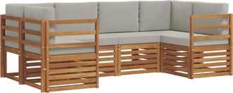 vidaXL Conjunto De Sof&aacute;s De Exterior 6 Uds. Gris Natural Y Claro Vidaxl