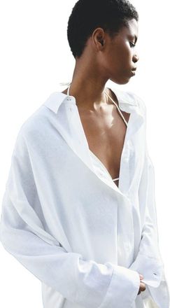H&M Dolman-sleeved Linen-blend Shirt in White at Nordstrom, Size Xx-Large