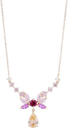 Savvy Cie Jewels Silver Cz Drop Necklace