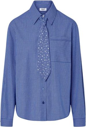 Liu Jo Shirt met Strik - Dames - Overhemden - Blauw - XL - Katoen - Overhemden