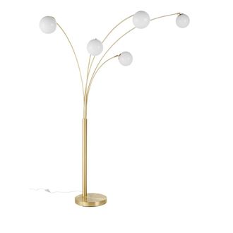 Maisons du monde L&aacute;mpara de pie de metal dorado y 5 globos blancos opaco Alt 202 cm