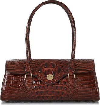 Brahmin Dayan Croc Embossed Leather Satchel in Pecan at Nordstrom