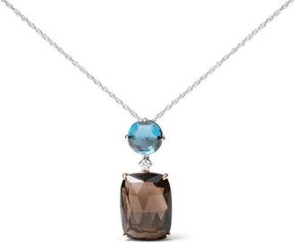 House of Brilliance 18K Gold Diamond Accent Topaz Quartz Dangle Pendant Necklace in White at Nordstrom