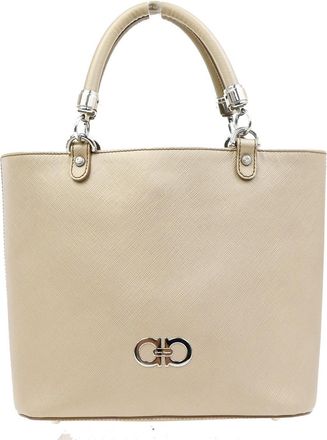 Ferragamo Gancini Leather Beige Leather Handbag (Pre-Owned)