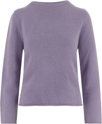 Allude Lilac Patterned Knit Crewneck Cashmere Sweater