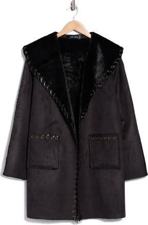 Love Token Talita Whipstitch Faux Fur Coat in Black at Nordstrom Rack, Size X-Small