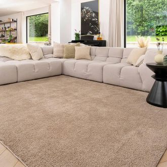 Kukoon Machine Washable Shaggy Rug Fawn Beige Fluffy Bedroom Carpet Mat | Size: 200 cm x 290 cm