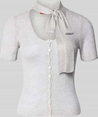 Max & Co. Regular Fit Strickjacke aus Viskose-Mix Modell MAMAN in Hellgrau, Größe XL