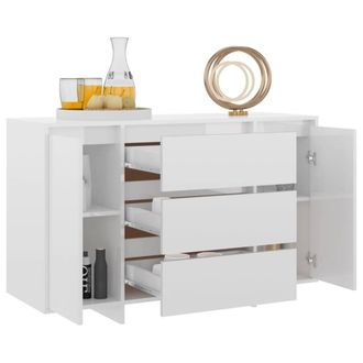 Berkfield Home Sideboard with 3 Drawers High Gloss White 120x41x75 cm Engineered Wood | Size: 120 x 41 x 75 cm