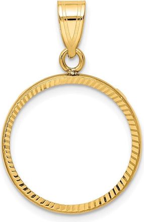 Diamond2Deal 14k Yellow Gold and Diamond-cut 18.0mm Prong Coin Bezel Pendant