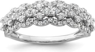 Diamond2Deal 14k White Gold Lab Grown Diamond Wedding Band Ring 0.65Ct Clarity- VS Color- G-H