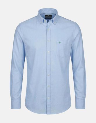 Fynch-Hatton Mens Washed Oxford Solid Button Down Shirt Harbour Blue - Size: 46/Regular