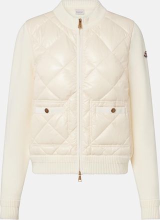 Moncler Cardigan in cotone e piuma