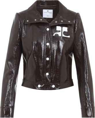 Courr&egrave;ges Brown Leather Jacket