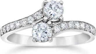 Pompeii3 Forever Us Two Stone Round Diamond 1 Ct Solitaire Ring 14k White Gold Size Selectable