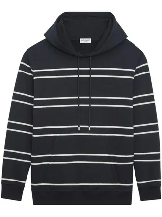 Saint Laurent Mens Striped Cotton Hoodie