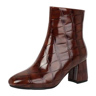 Generic Womens Classic Ankle Boots Round Toe High Thick Heel With Platform And Side Zipper For Everyday Fashion Wear