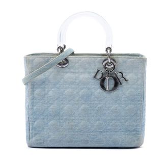 Dior Pre-owned Dior Large Denim Cannage Acrylic Handles Lady Dior Ladies HQ02GL7FGMQHMBGV
