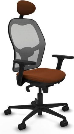 Piqueras y Crespo Piqueras Y Crespo - Jorquera Sincro Malla Gris Similpiel Marr&oacute;n Brazos 3d Base Nailon Cabecero Fijo Ruedas 65mm Nailon