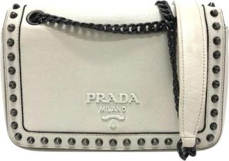 Prada Pre-owned Leather prada-bags - Dames - Vintage Schoudertas - Beige - ONE Size - Leer - Vintage