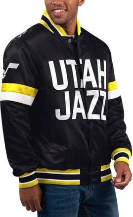 Starter Mens Starter Black Utah Jazz Home Game Satin Full-Snap Varsity Jacket at Nordstrom, Size X-Large
