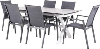 EDÈN JARDÍ Conjunto de mesas extensible y sillas acolchadas de terraza blanco