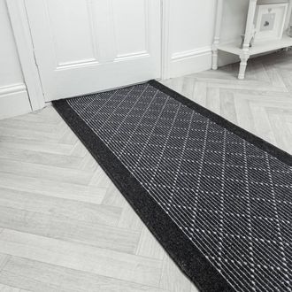Runrug Hallway Runner Rug - Non-Slip, Hardwearing, 5mm - Boulevard in Black | Size: 80 cm x 390 cm