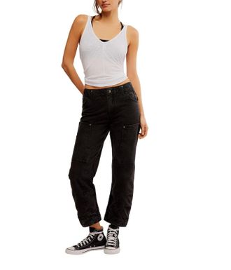 Free People We The Free Supersonic Pants Womens Black Cotton Ankle KFC772