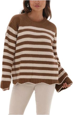 Semicouture Bruine Trui Dames - Dames - Ronde hals truien - Bruin - S - Truien & Vesten